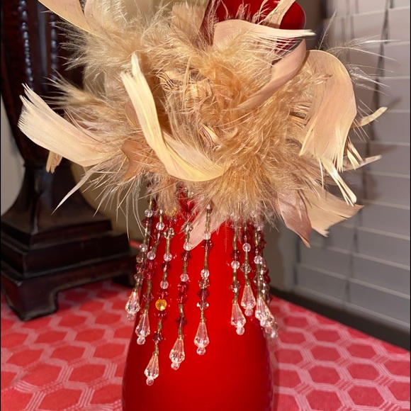 Feathers and Beading Wine bottle adornment - Picture 4 of 16